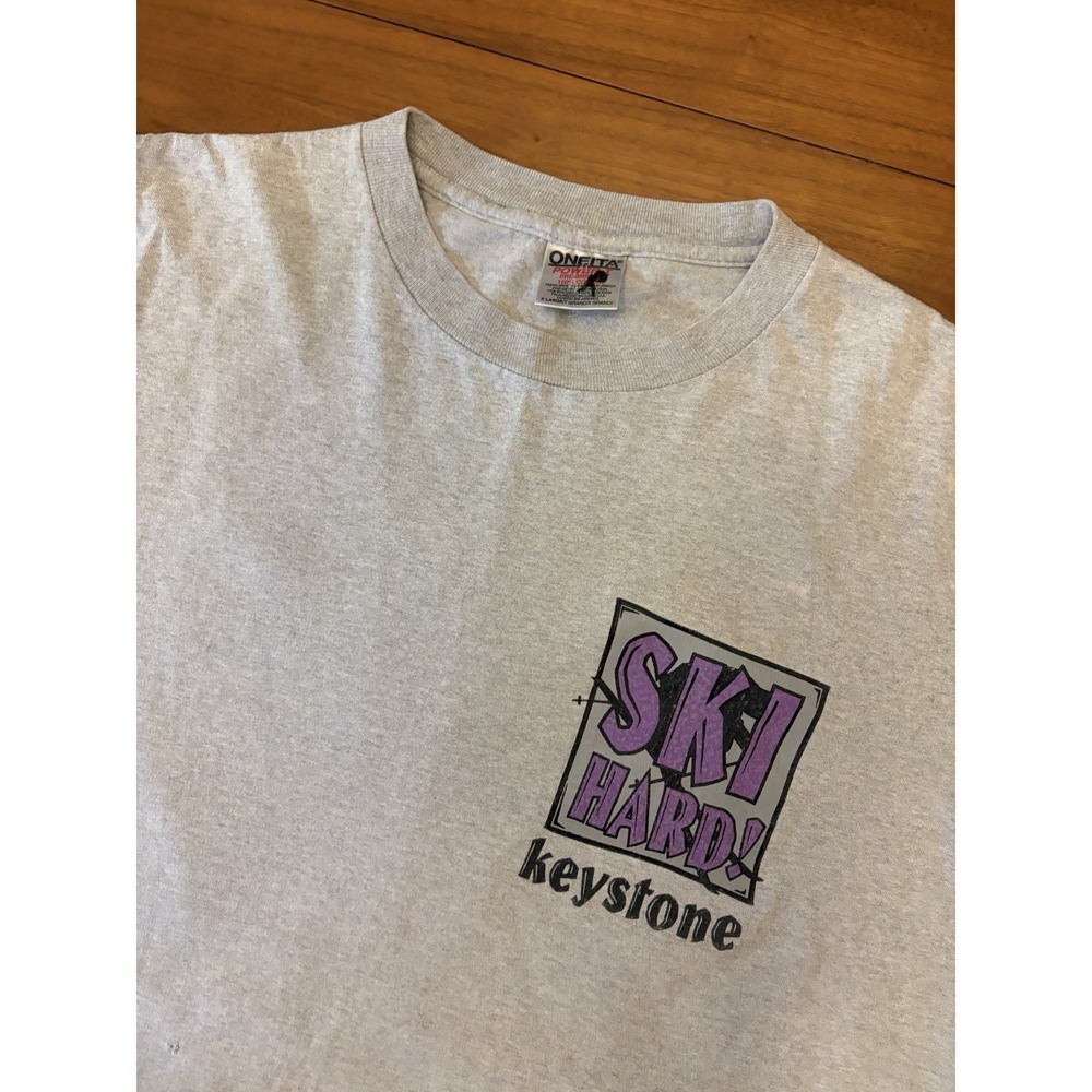 Vintage Ski Hard Keystone T Shirt Mens XL Out Of Control Single Stitch USA 90s